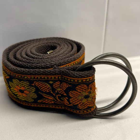 canvas & embroidered adjustable ring belt guitar strap style boho vibe - Picture 5 of 8